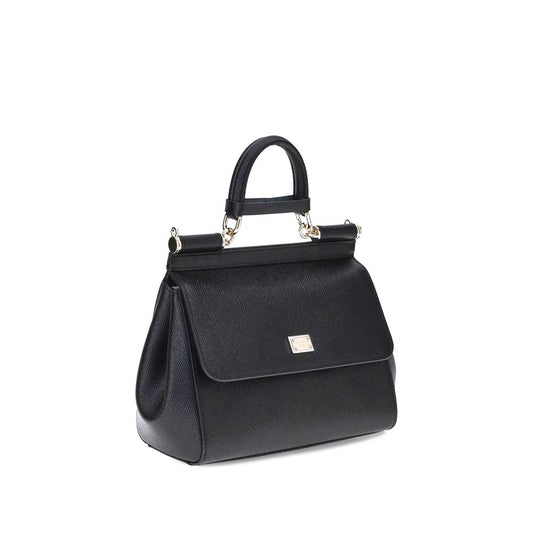 Dolce & Gabbana Black Calf Leather Bos Taurus Handbag