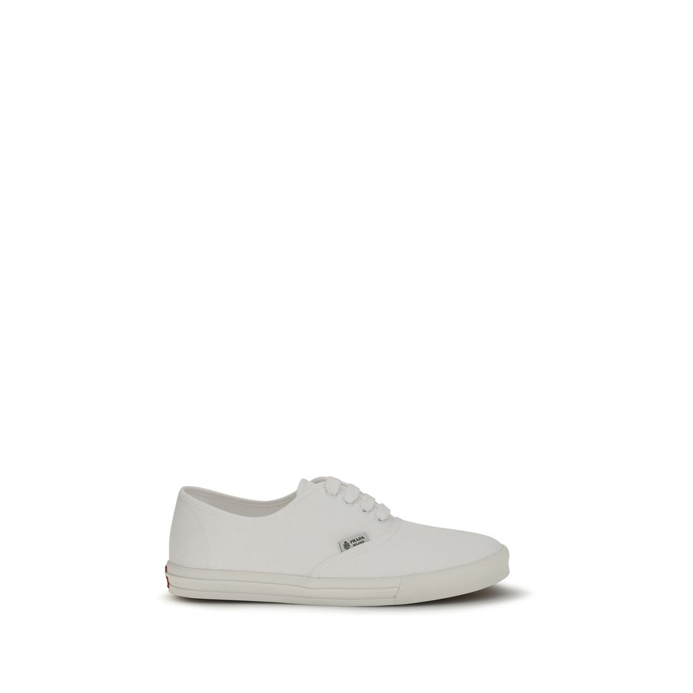 Prada White Cotton Low Top Sneakers