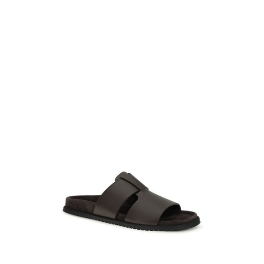 Dolce & Gabbana Brown Calf Leather Bos Taurus Sandals