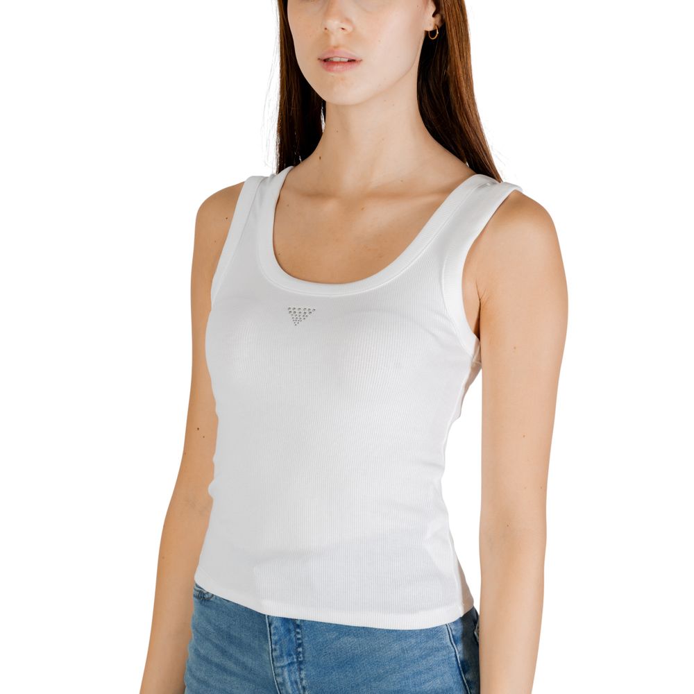 Guess White Cotton Tank Tops