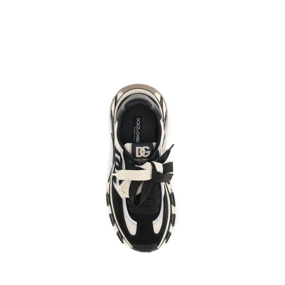 Dolce & Gabbana Black Calf Leather Bos Taurus Athletic Sneakers