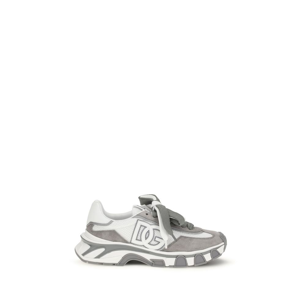 Dolce & Gabbana Gray Calf Leather Bos Taurus Athletic Sneakers