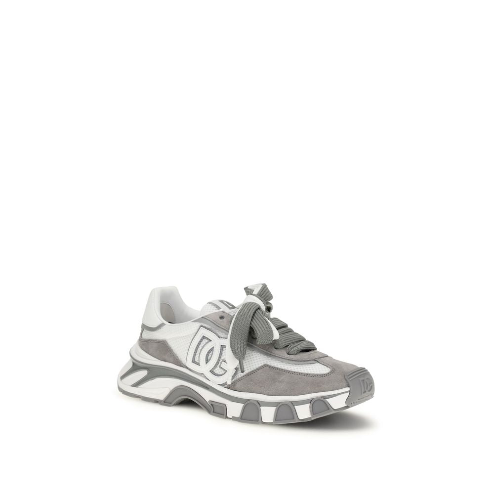 Dolce & Gabbana Gray Calf Leather Bos Taurus Athletic Sneakers