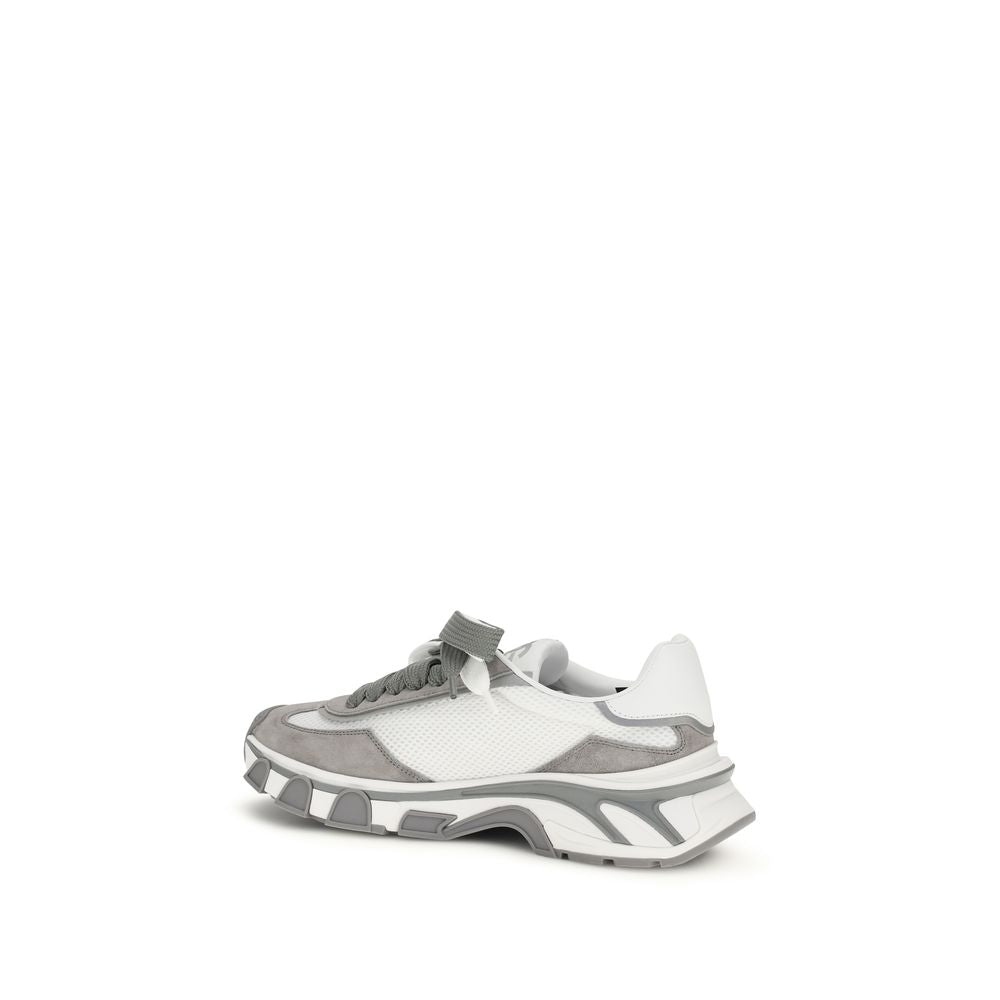 Dolce & Gabbana Gray Calf Leather Bos Taurus Athletic Sneakers