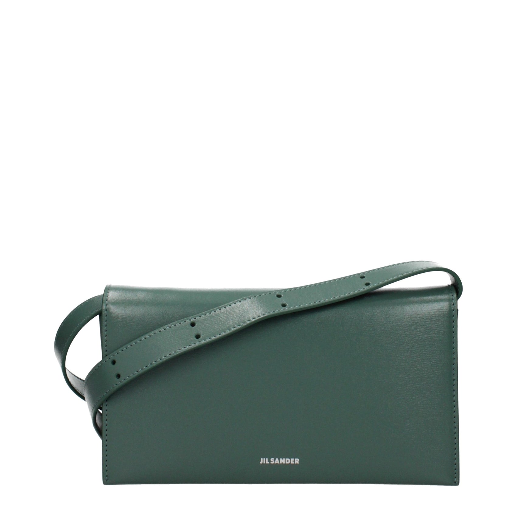 Jil Sander Green Leather Clutch Bag