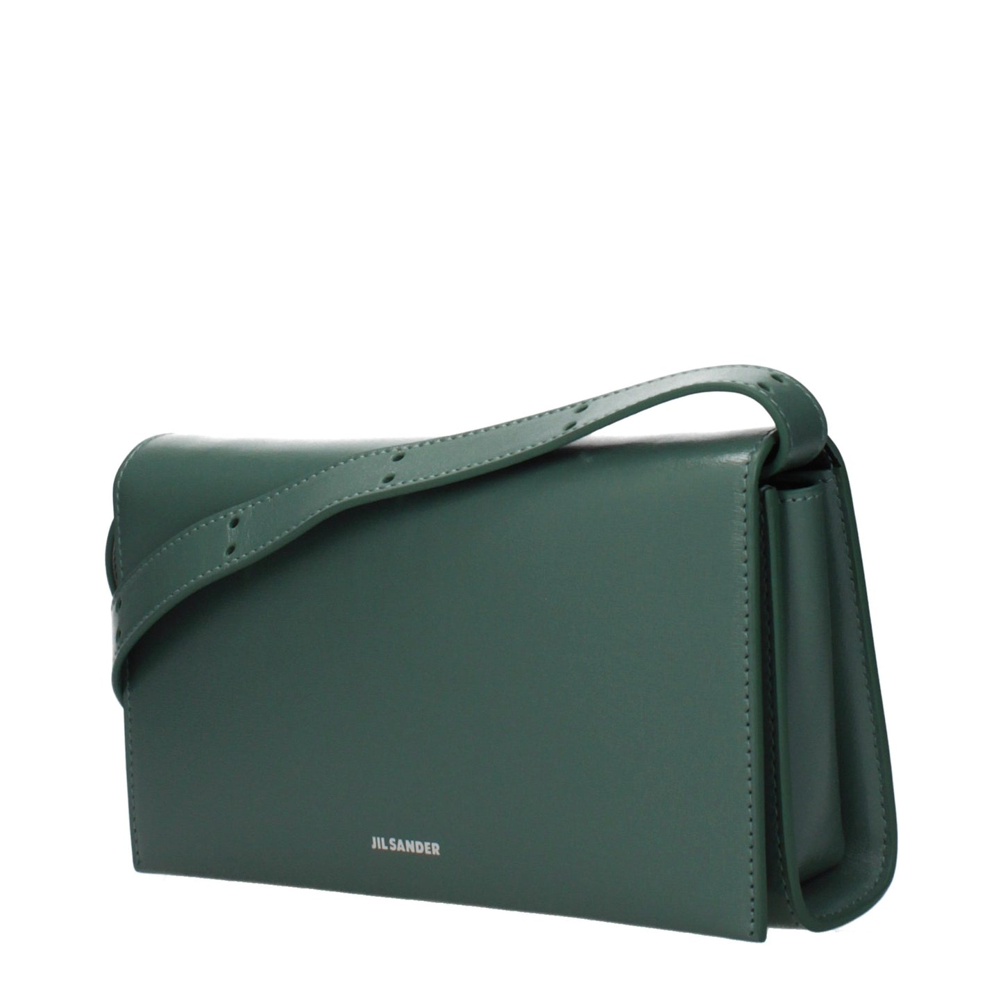Jil Sander Green Leather Clutch Bag