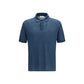 Roberto Collina Blue Linen Polo Shirt