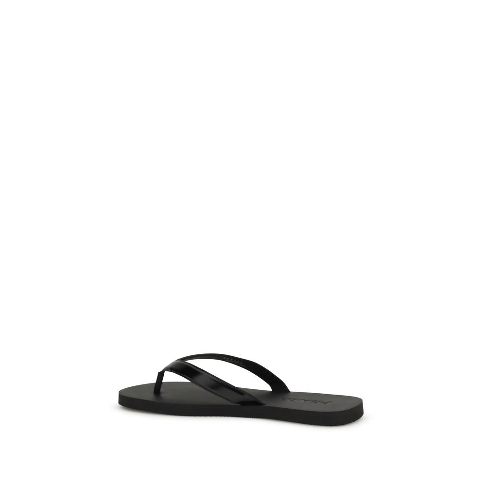 Prada Black Calf Leather Bos Taurus Flip-Flop Sandals