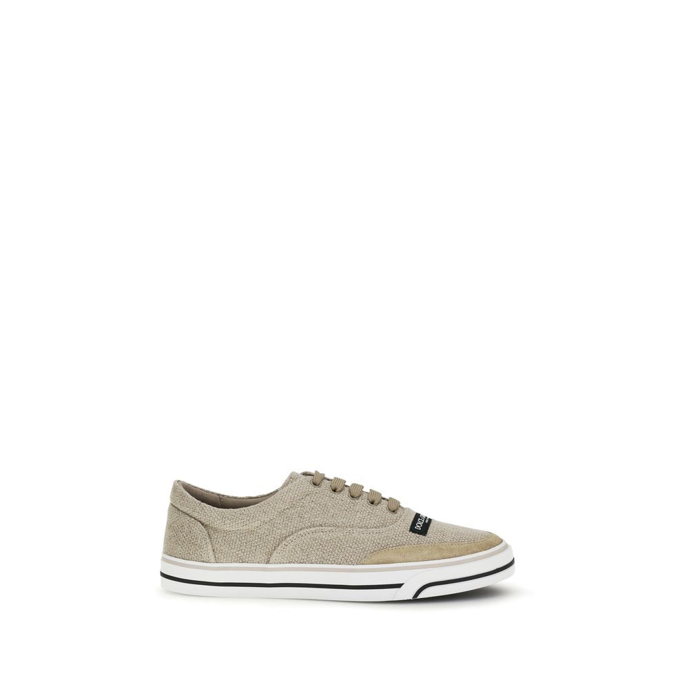 Dolce & Gabbana Beige Linen Low Top Sneakers
