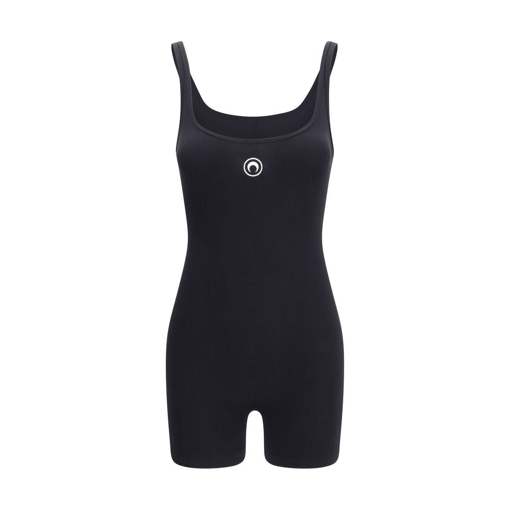 Marine Serre Black Cotton Jumpsuit