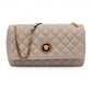Versace Taupe Quilted Leather Shoulder Strap Bag