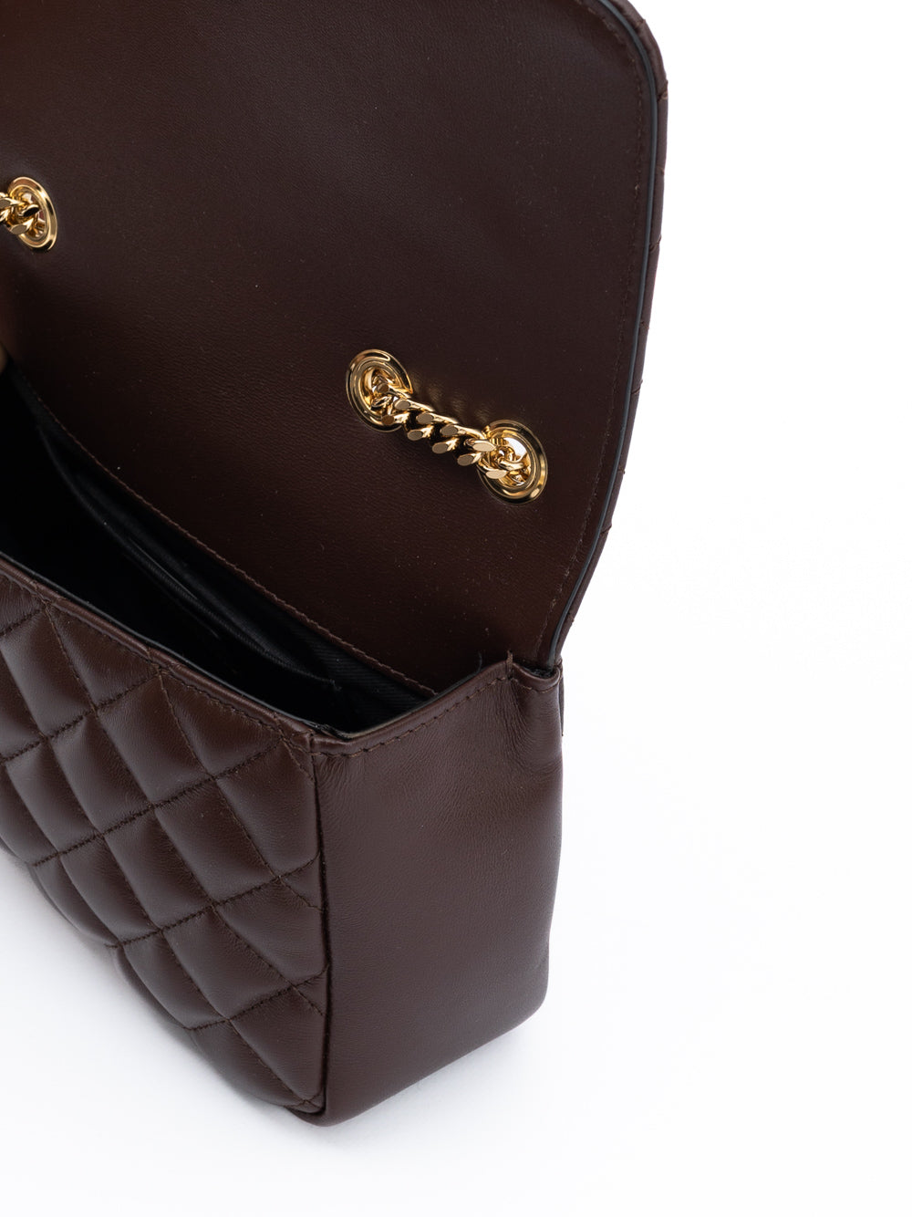 Versace Brown Quilted Leather Shoulder Strap Bag