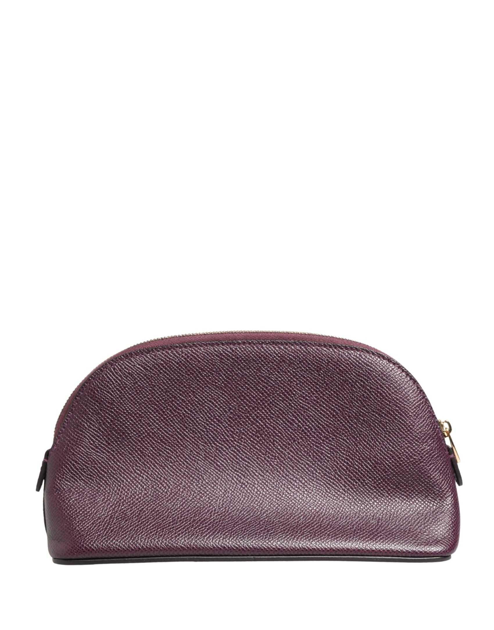 Dolce & Gabbana Dark Purple Leather DG Logo Zip Around Hand Purse Wallet