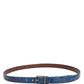 Dolce & Gabbana Navy Blue Leather Gold Tone Metal Buckle Belt