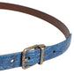 Dolce & Gabbana Navy Blue Leather Gold Tone Metal Buckle Belt