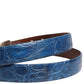 Dolce & Gabbana Navy Blue Leather Gold Tone Metal Buckle Belt