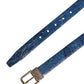 Dolce & Gabbana Navy Blue Leather Gold Tone Metal Buckle Belt