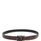 Dolce & Gabbana Brown Leather Silver Tone Metal Buckle Belt