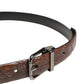 Dolce & Gabbana Brown Leather Silver Tone Metal Buckle Belt