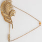 Dolce & Gabbana Gold Sterling Silver925 Leaf Embellished Lapel Pin Brooch