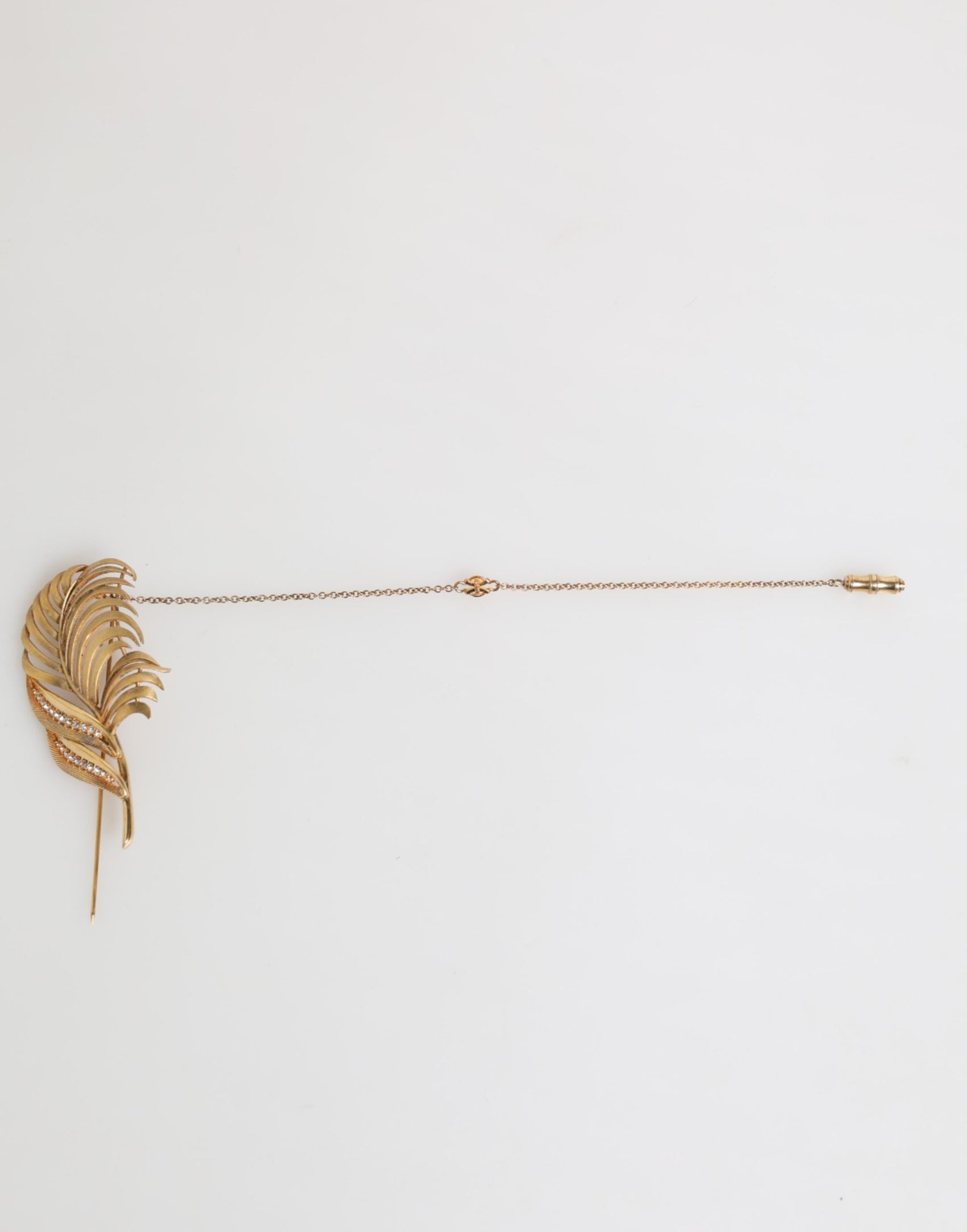 Dolce & Gabbana Gold Sterling Silver925 Leaf Embellished Lapel Pin Brooch