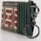 Dolce & Gabbana Green Calf Leather Logo Print Monogram Card Holder Wallet
