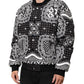 Dolce & Gabbana Black White BandanaPrint Men Bomber  Jacket
