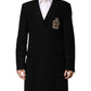 Dolce & Gabbana Black Heraldic Patch Single Breasted Blazer Jacket