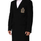 Dolce & Gabbana Black Heraldic Patch Single Breasted Blazer Jacket