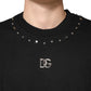 Dolce & Gabbana Black Embellished Cotton Sweatshirt Sweater