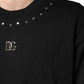 Dolce & Gabbana Black Embellished Cotton Sweatshirt Sweater