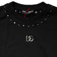 Dolce & Gabbana Black Embellished Cotton Sweatshirt Sweater