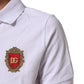 Dolce & Gabbana White Cotton Crest Embroidery Polo  T-shirt