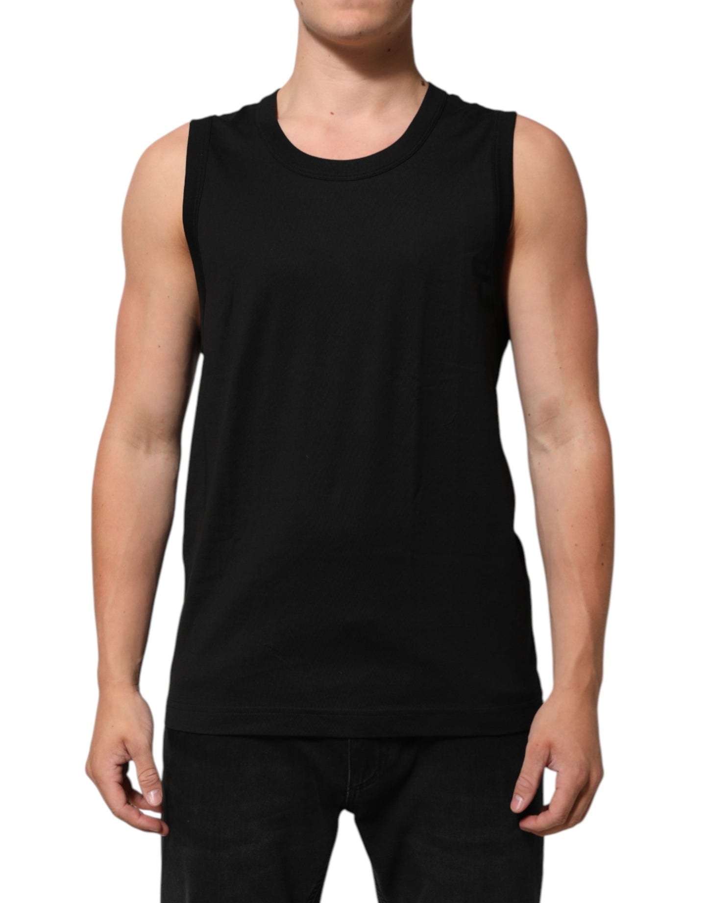 Dolce & Gabbana Black Cotton Sleeveless Men Tank Top T-shirt