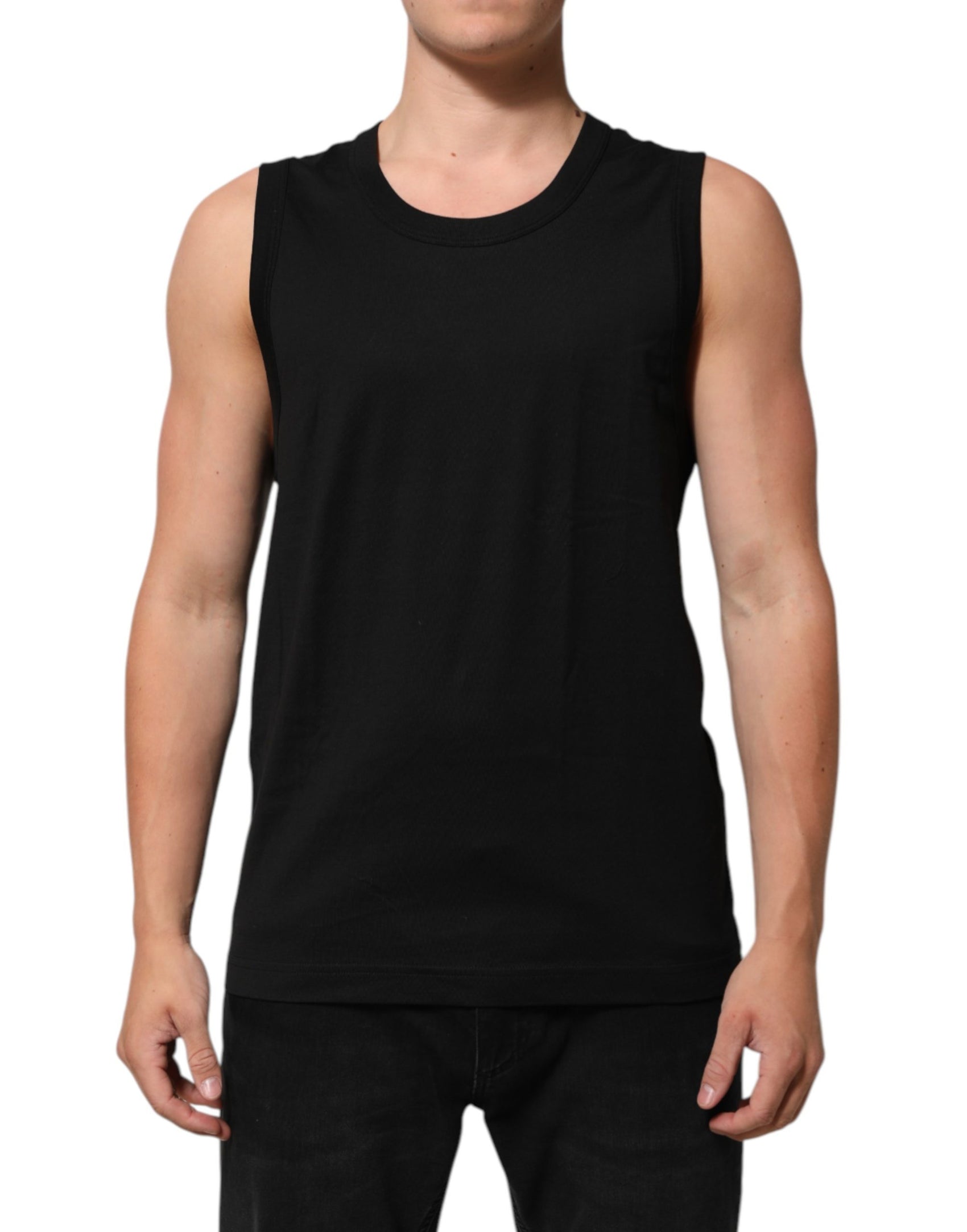 Dolce & Gabbana Black Cotton Sleeveless Men Tank Top T-shirt