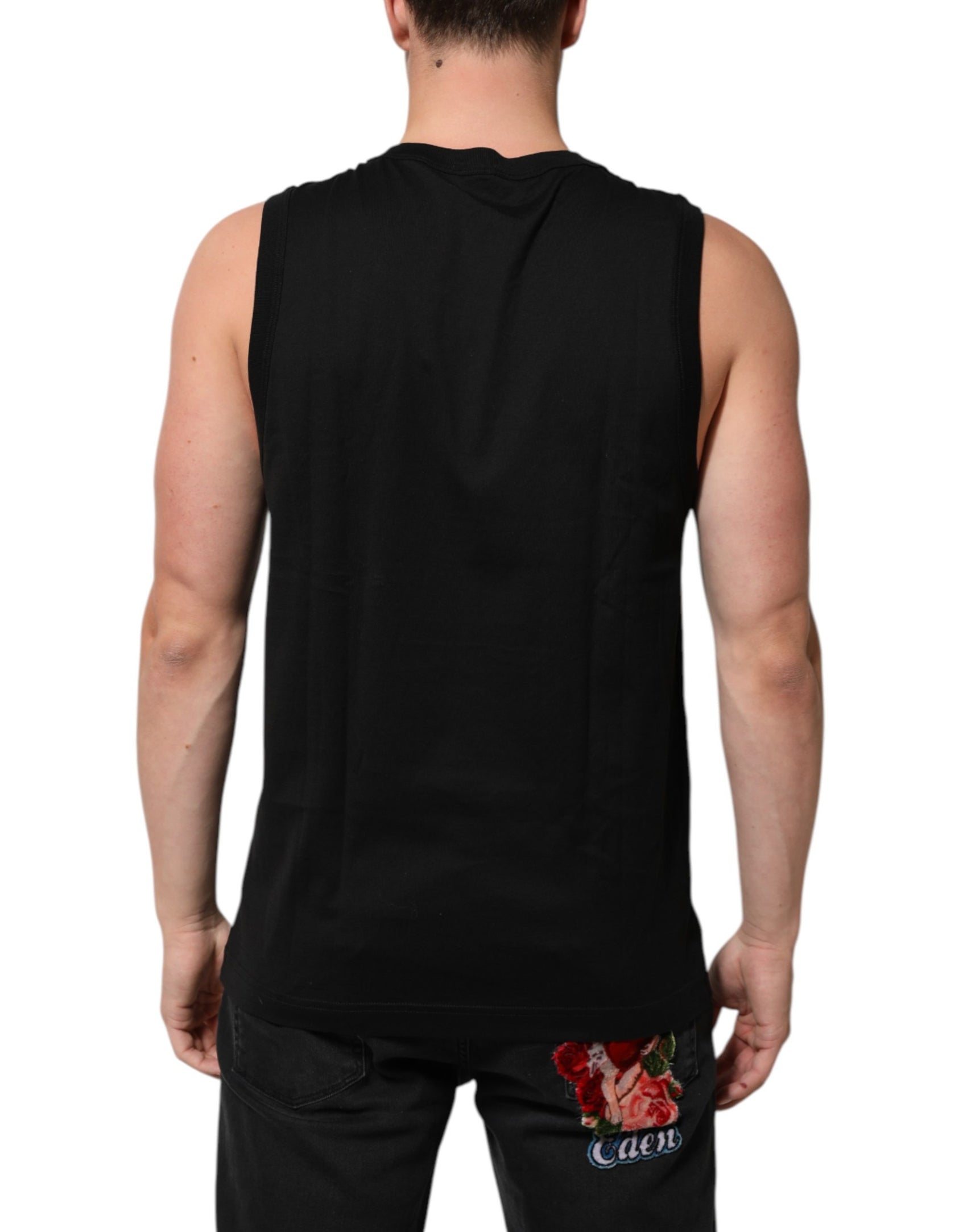 Dolce & Gabbana Black Cotton Sleeveless Men Tank Top T-shirt