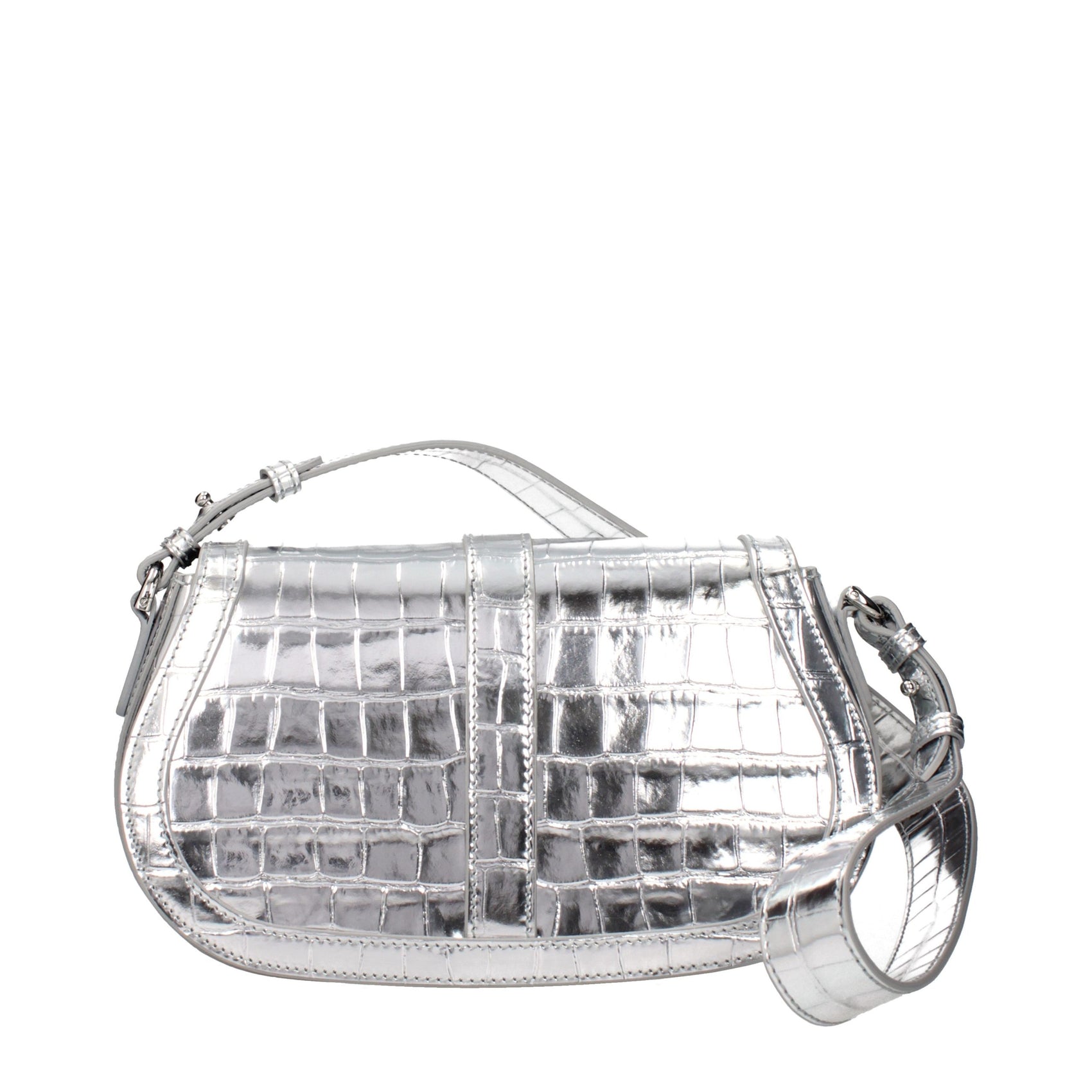 Versace Gray Leather Shoulder Bag