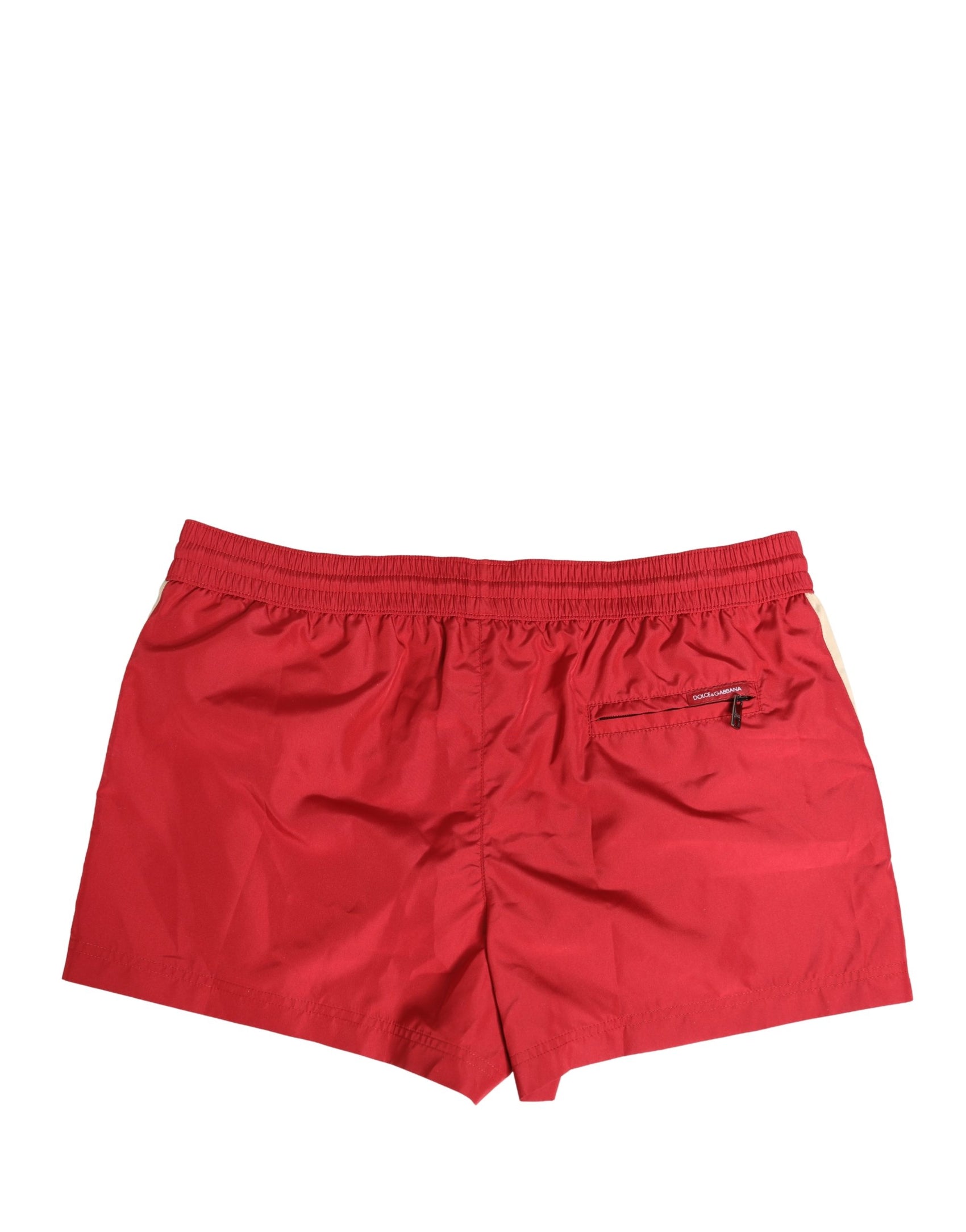 Dolce & Gabbana Red Polyester Men Drawstring Shorts Swimwear
