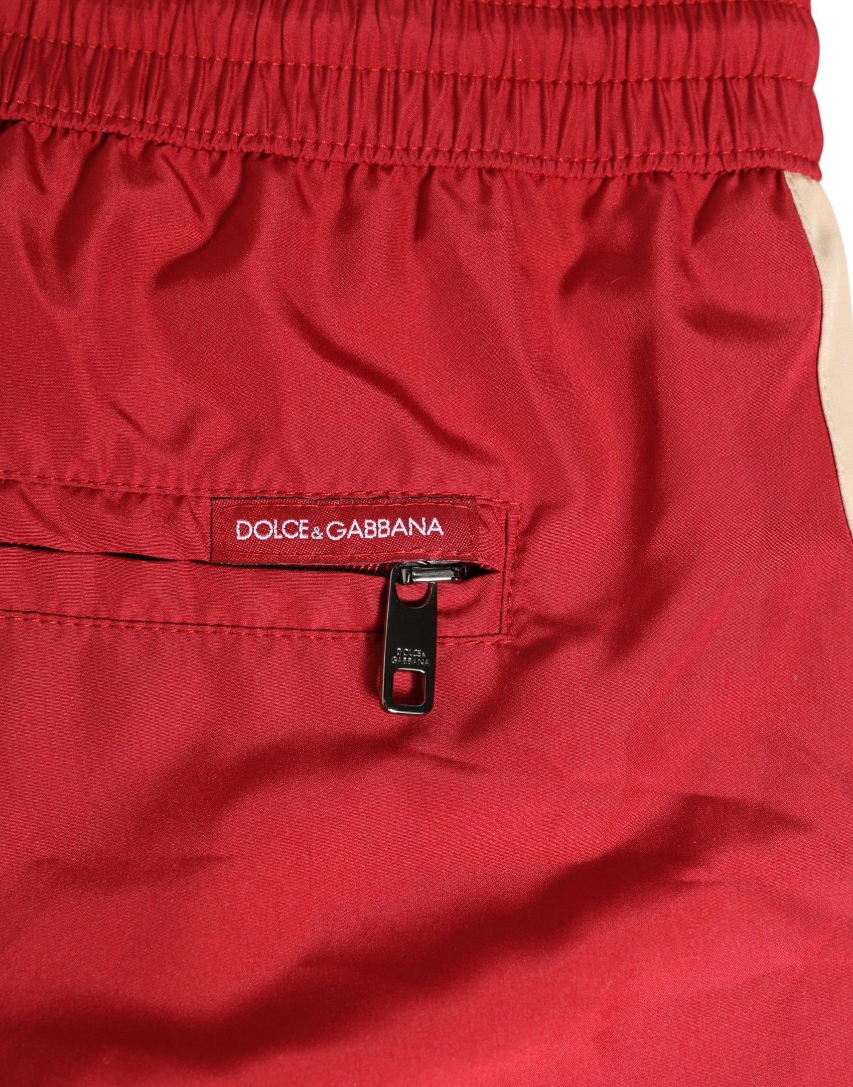 Dolce & Gabbana Red Polyester Men Drawstring Shorts Swimwear