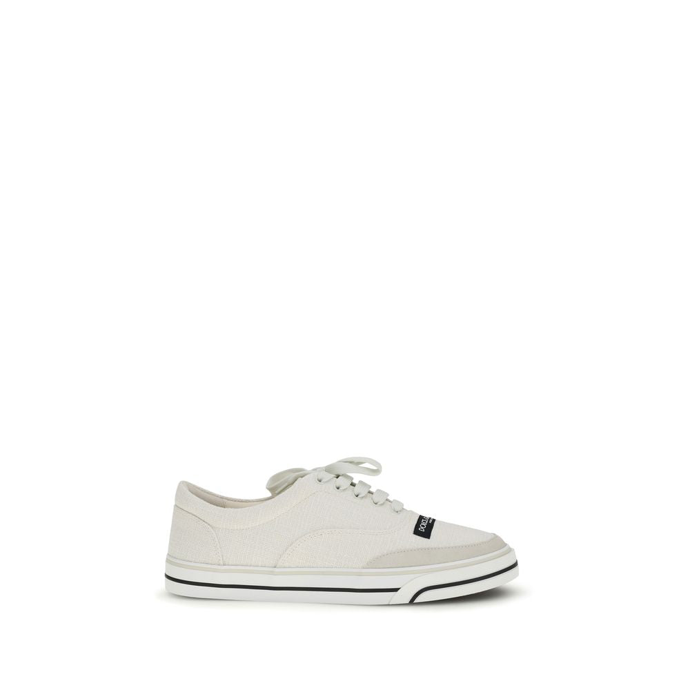 Dolce & Gabbana White Linen Low Top Sneakers