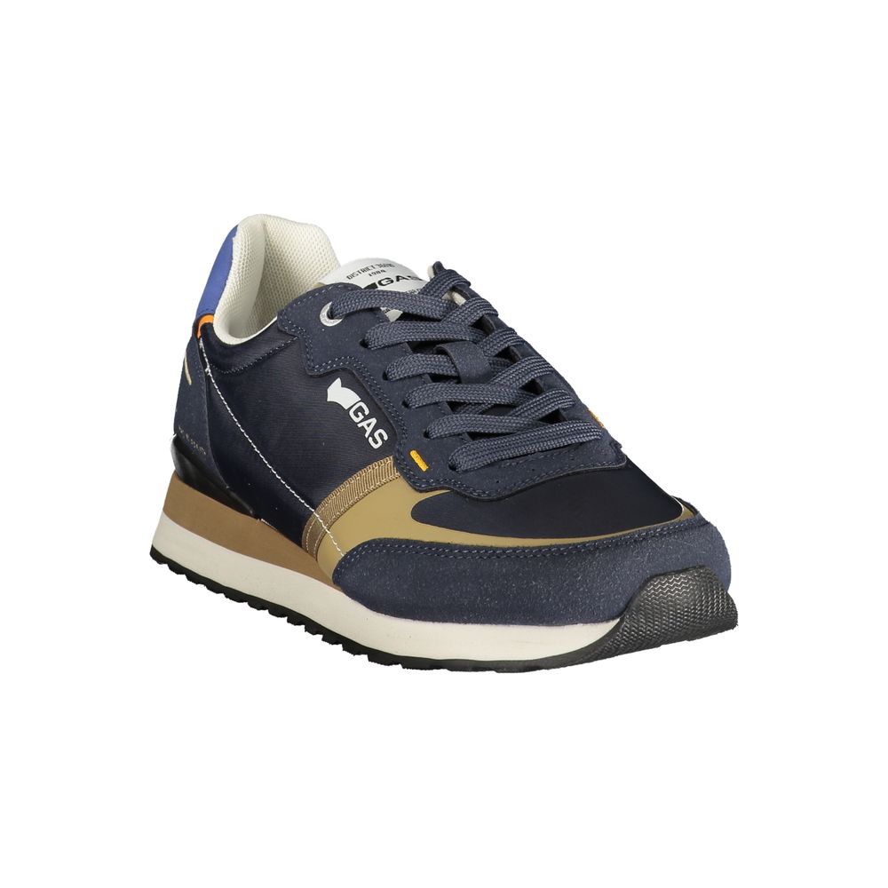 Gas Blue Polyurethane Men Sneaker