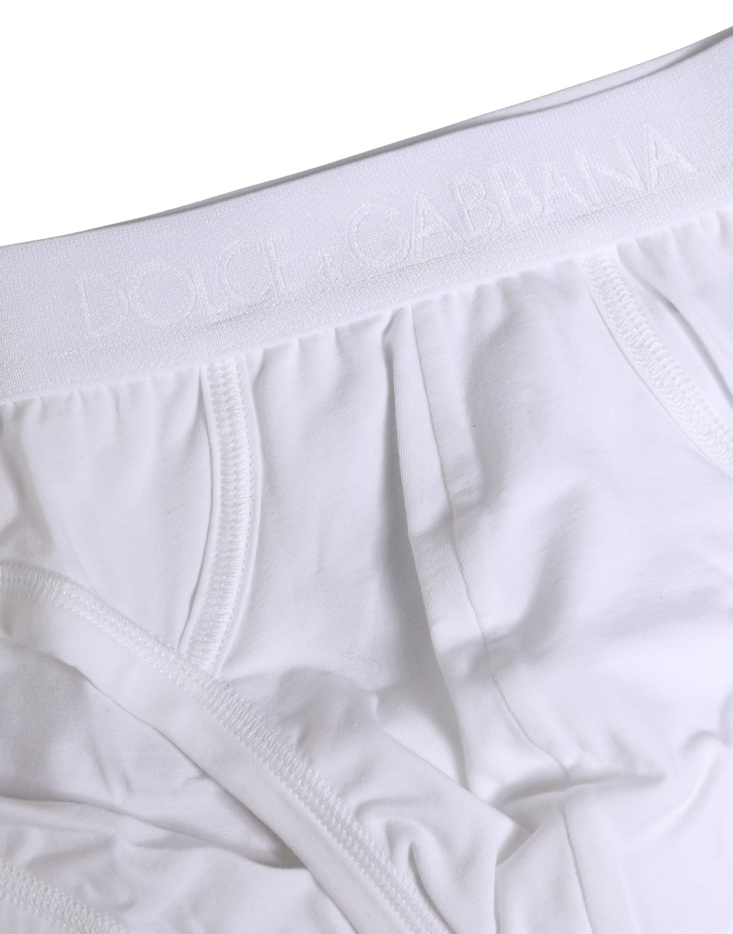 Dolce & Gabbana White Logo Waistband Cotton Men Brief Underwear