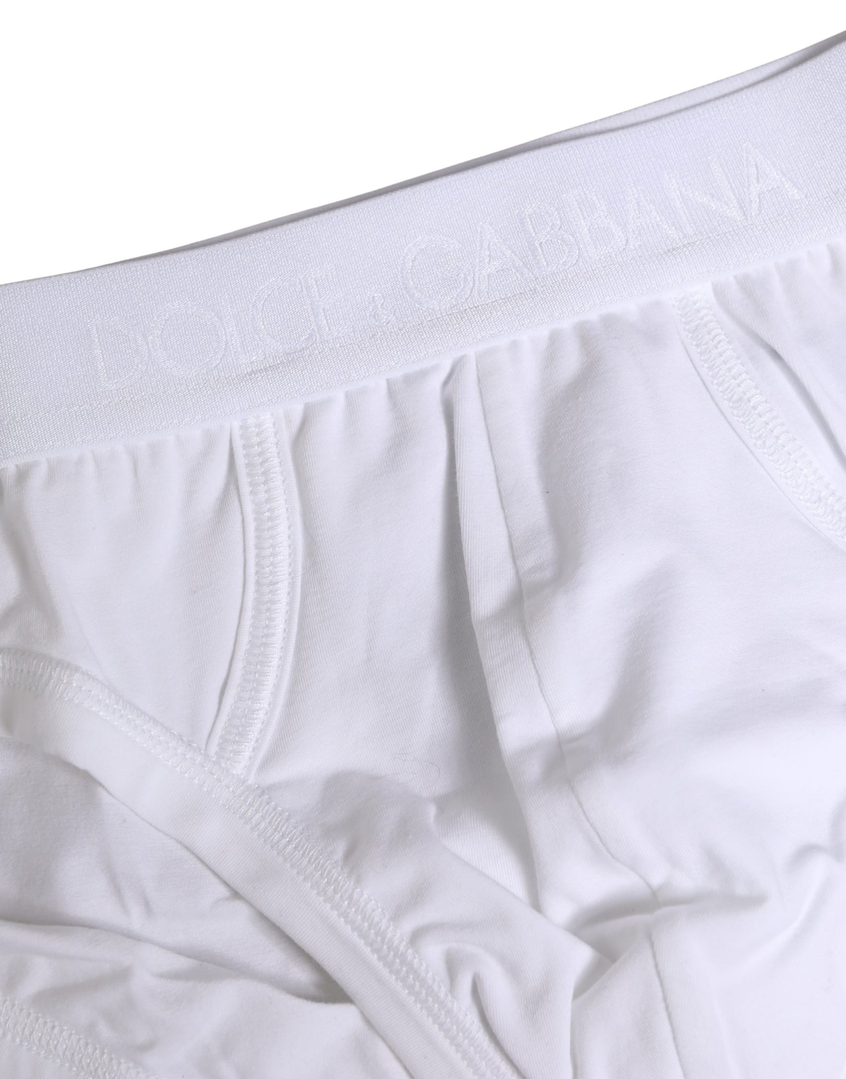 Dolce & Gabbana White Logo Waistband Cotton Men Brief Underwear
