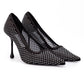 Jimmy Choo Black Mesh Satin Crystal Ixia 95 Pumps