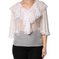 Dolce & Gabbana White LongSleeve Lace Trim Ruffled Blouse Top