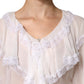 Dolce & Gabbana White LongSleeve Lace Trim Ruffled Blouse Top