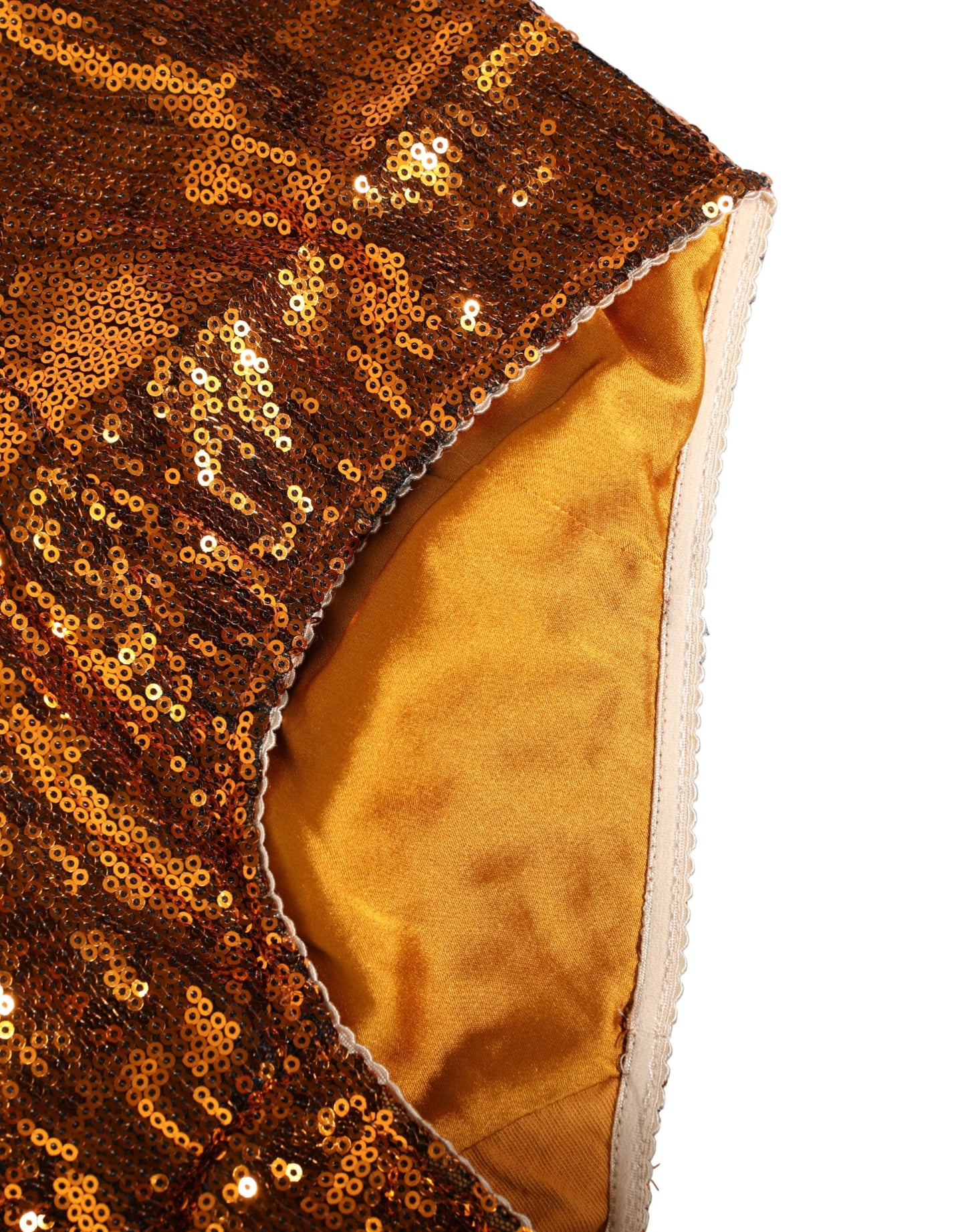 Dolce & Gabbana Orange Sequin Nylon High Waist Girdle Underwear