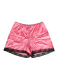 Dolce & Gabbana Pink Silk Satin Lace Trim Pajama Shorts Sleepwear