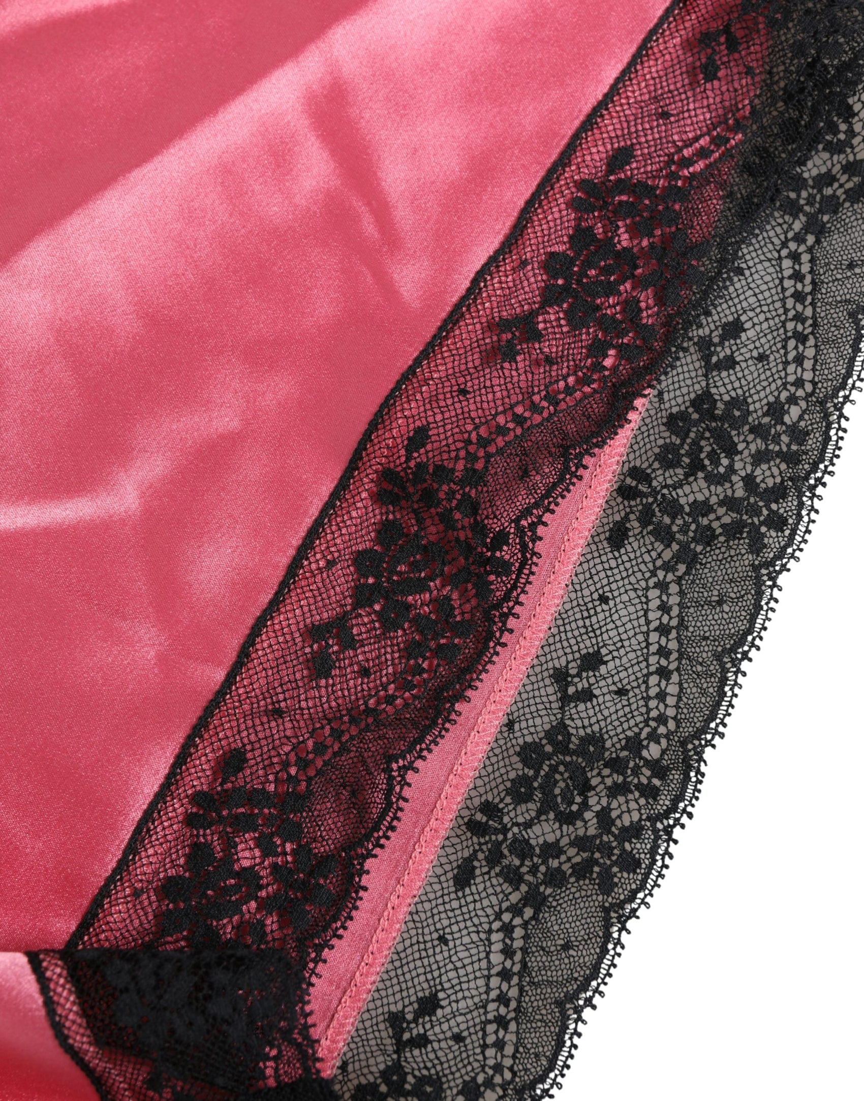 Dolce & Gabbana Pink Silk Satin Lace Trim Pajama Shorts Sleepwear