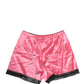 Dolce & Gabbana Pink Silk Satin Lace Trim Pajama Shorts Sleepwear